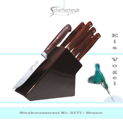 Messerblock mit 6 Steakmessern -braun-