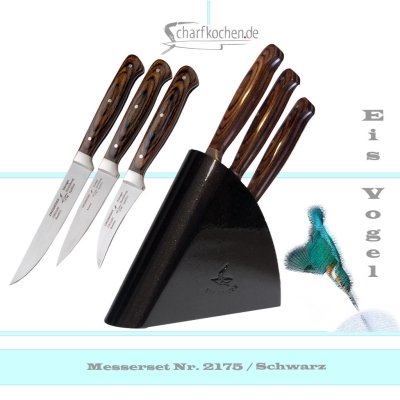 3er Set Sch�lmesser mit Block "Eisvogel" in -schwarz-