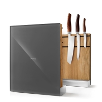 Nesmuk Messerhalter massive Eiche - Glas grau