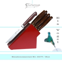Messerblock mit 6 Steakmessern -rot-