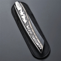 Nesmuk Folder Damast/Griff: Wei�gold mit 166 Brillanten